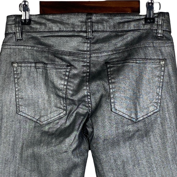 CP Jeans Gray Silver Metallic Skinny Jeans Women's Junior 5 Low Rise NEW - Picture 4 of 10